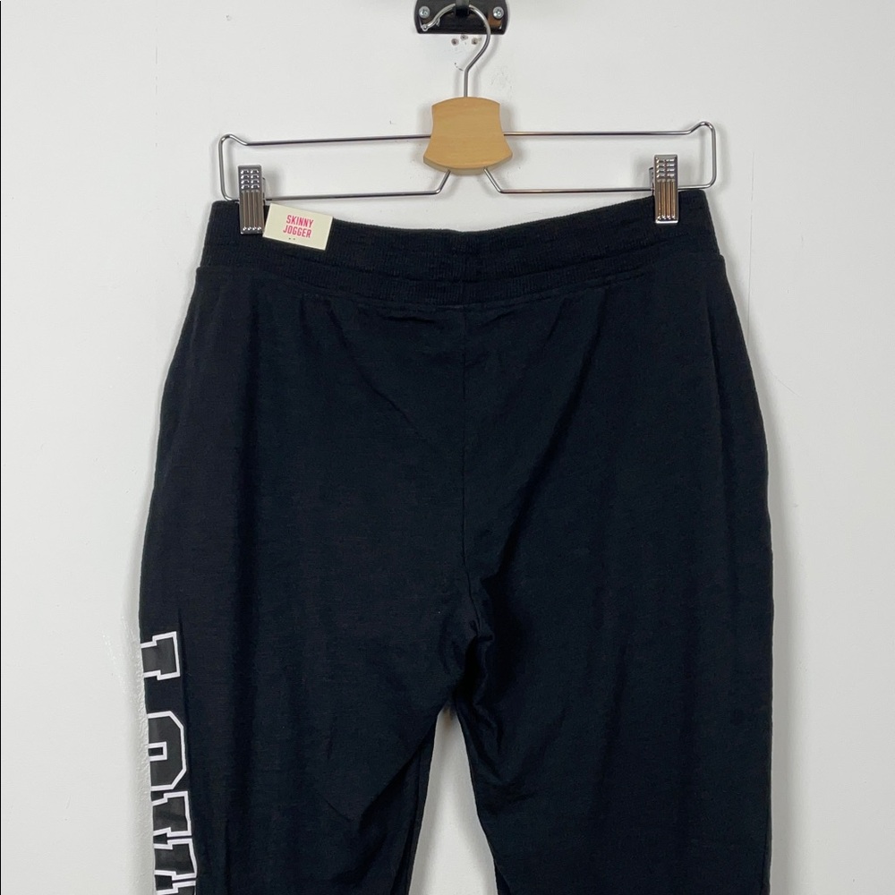 Pink Victoria's Secret Black Skinny Joggers Pant with White Lettering Women's M - Picture 7 of 11